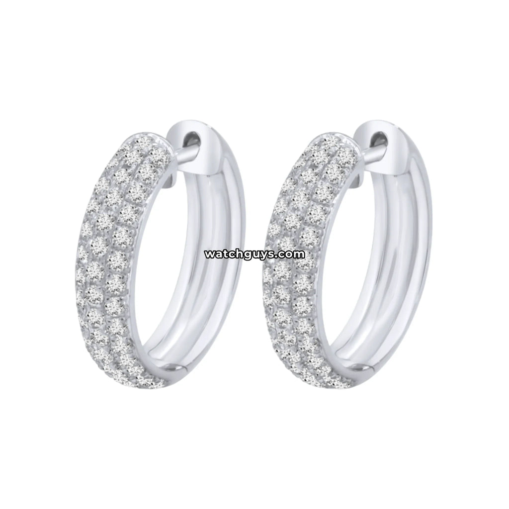 Pave Diamond Huggie Earrings 18k White Gold