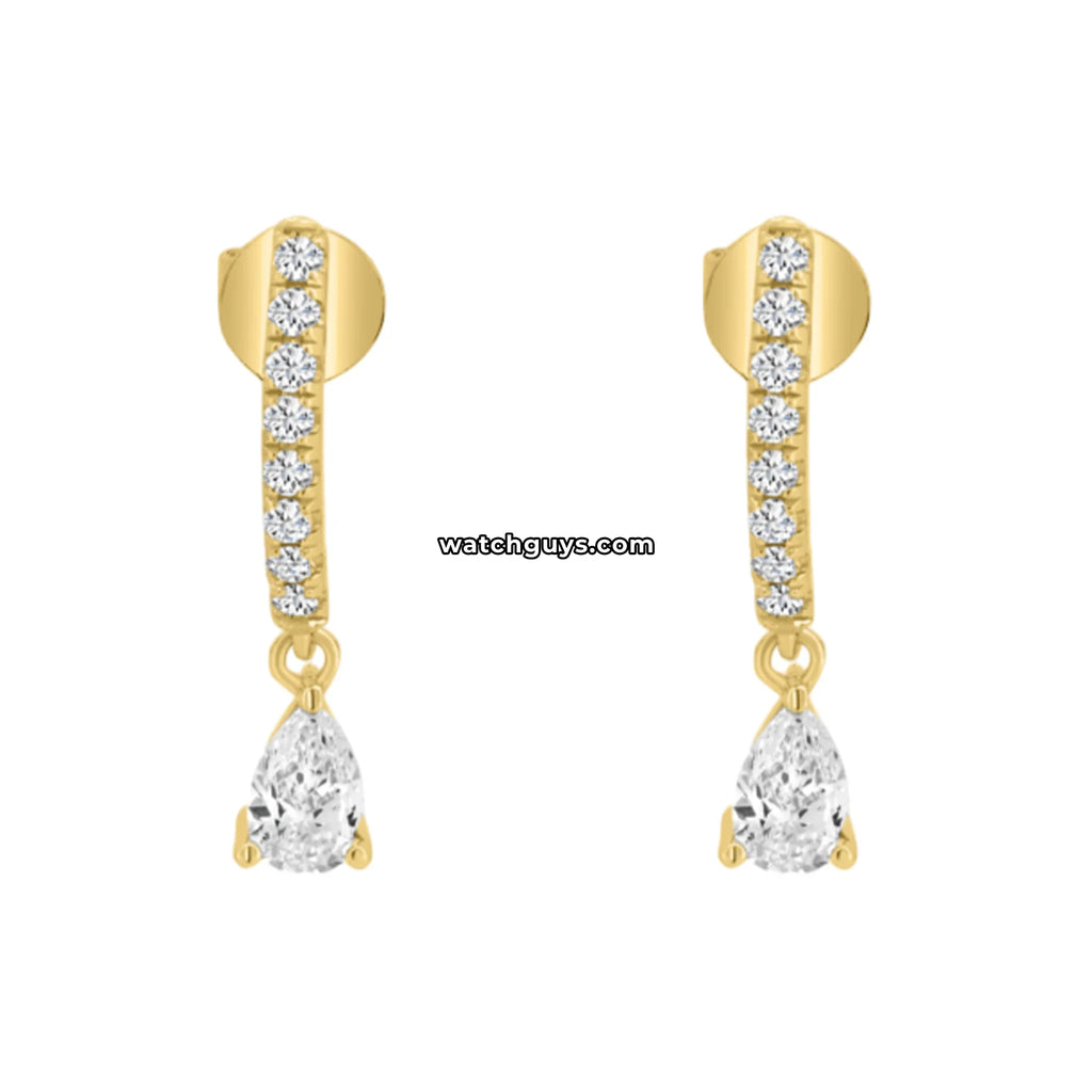 Pear Diamond Dangle Earrings 18k Yellow Gold