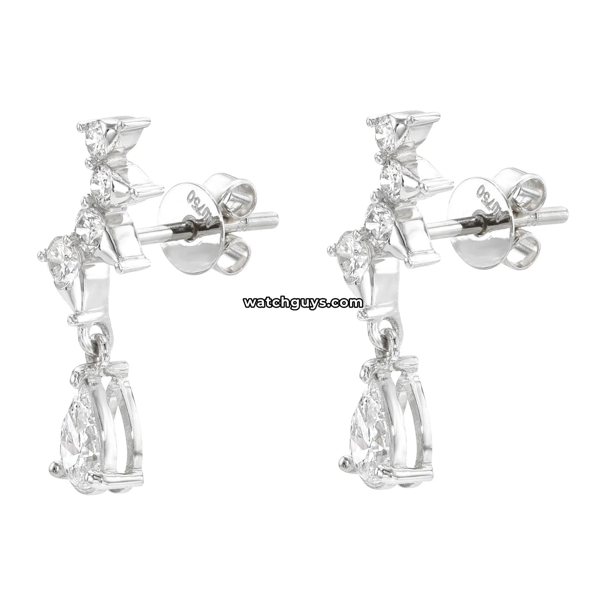 Pear Diamond Drop Earrings 18k White Gold
