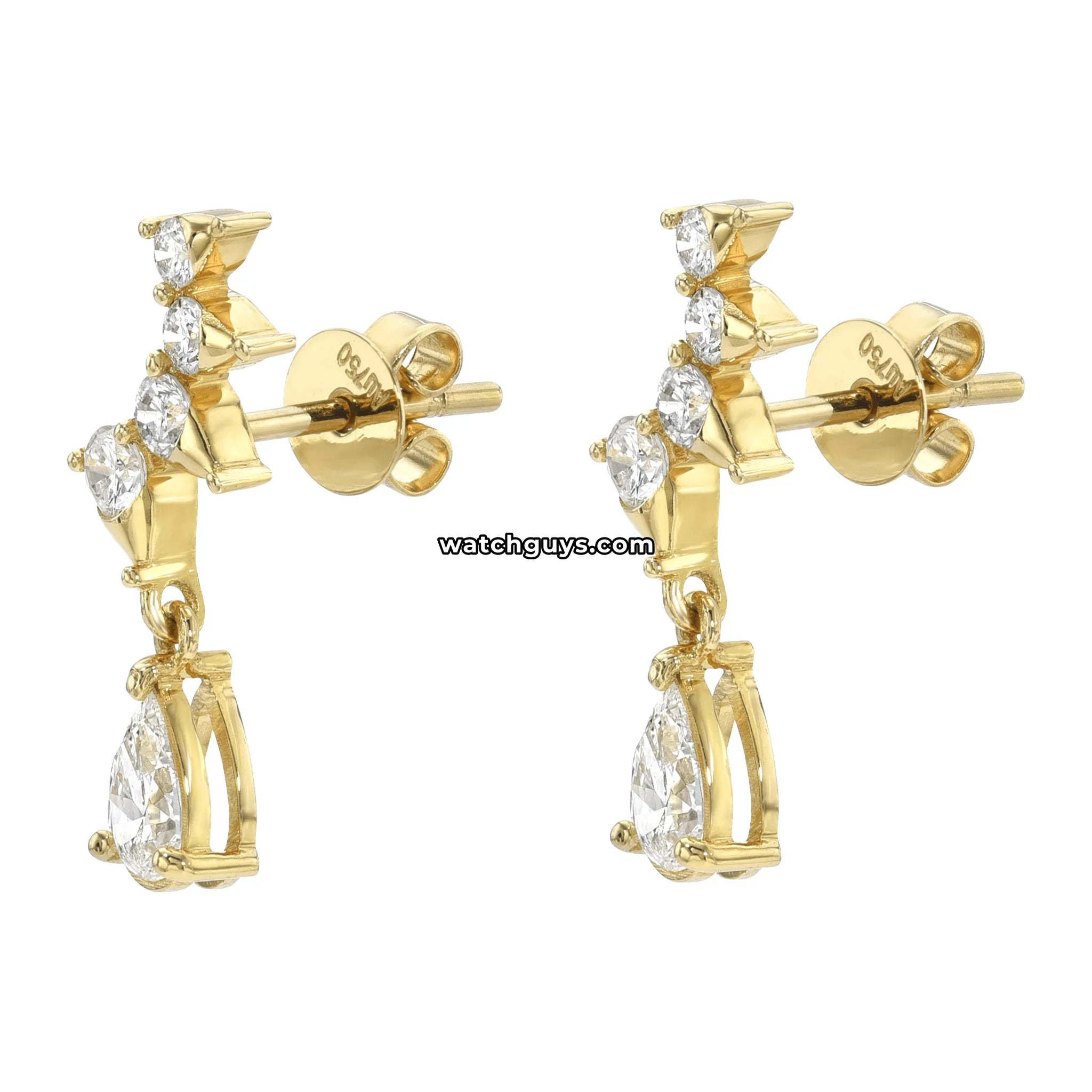 Pear Diamond Drop Earrings 18k Yellow Gold