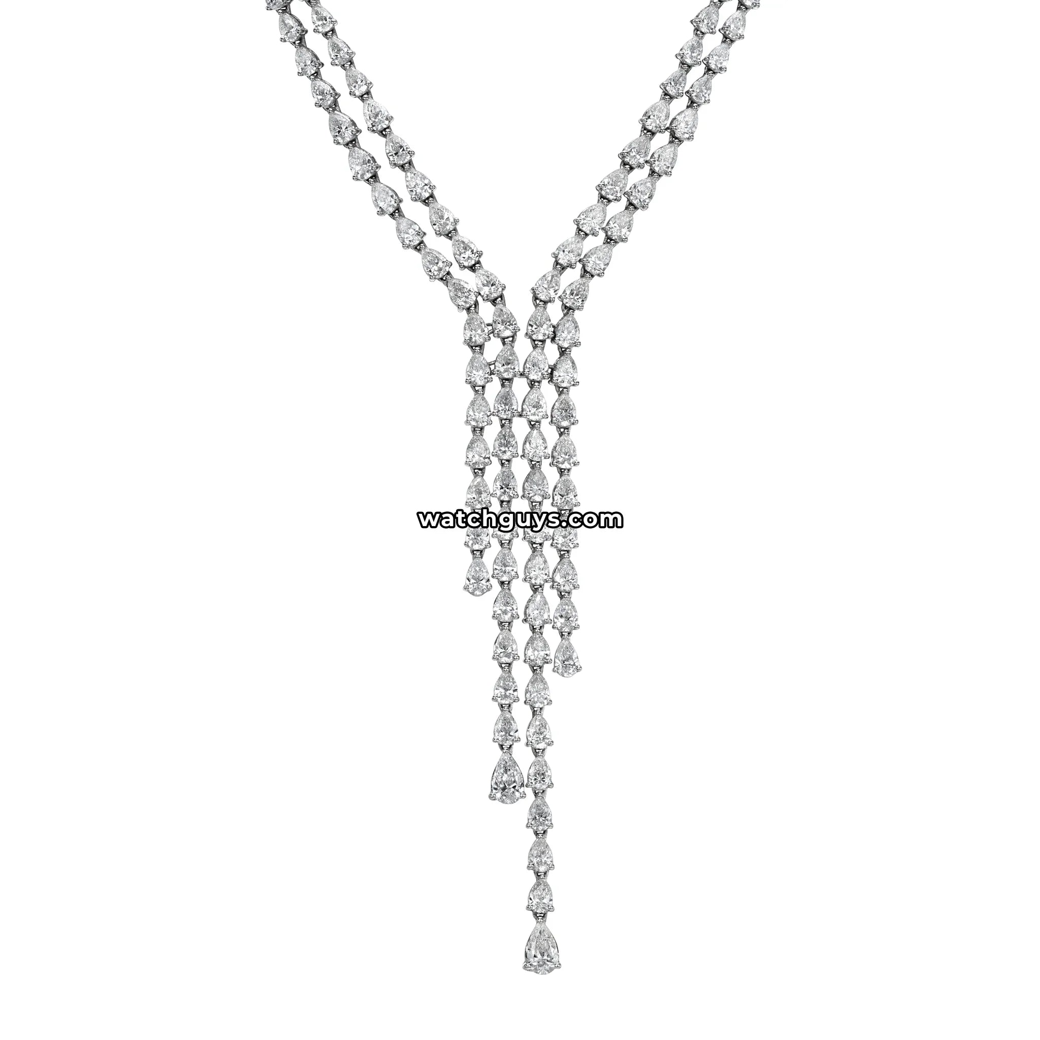 Pear Diamond Necklace 20.88 Carat TW 18k White Gold