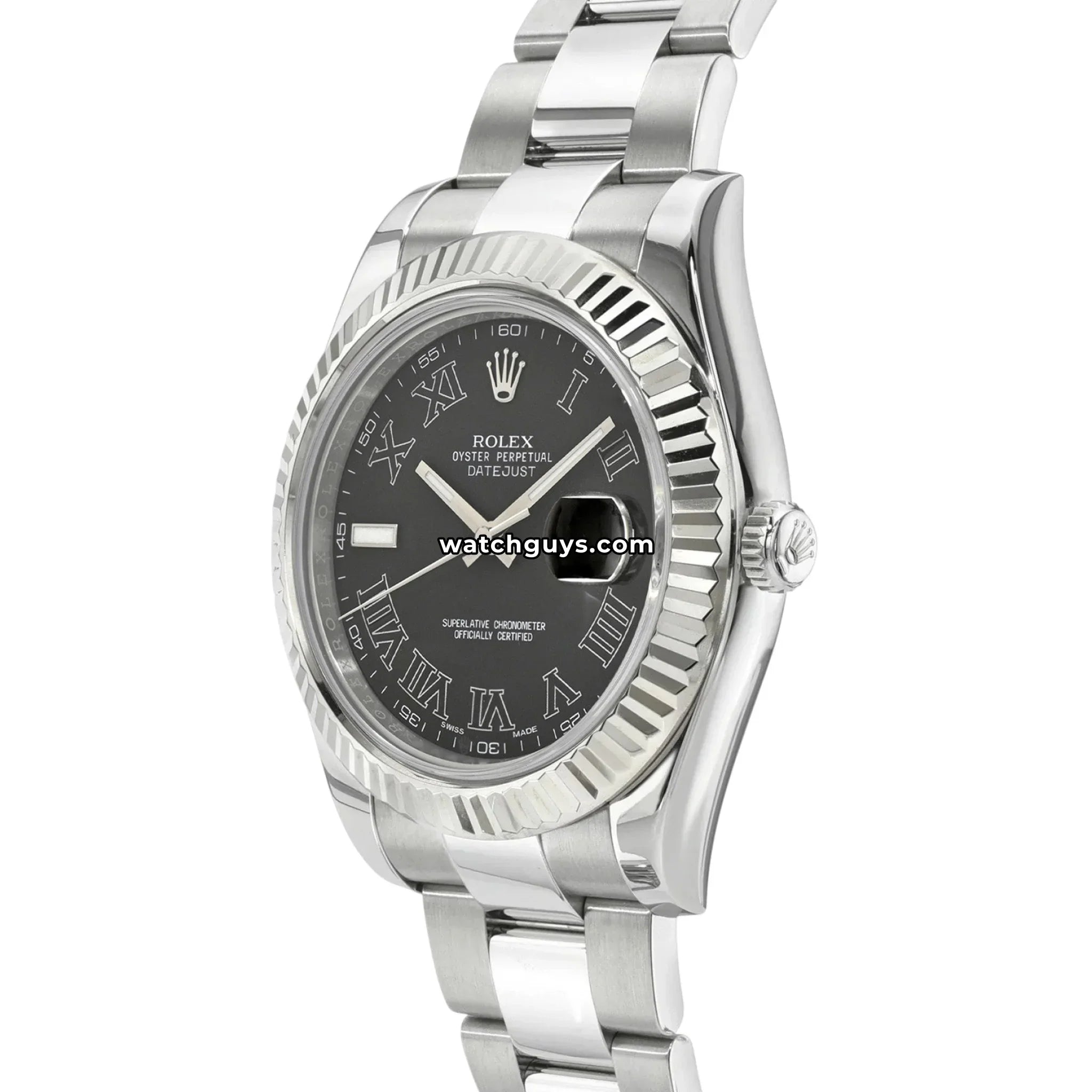 Rolex Datejust 116334 Black Roman Stainless Steel Oyster