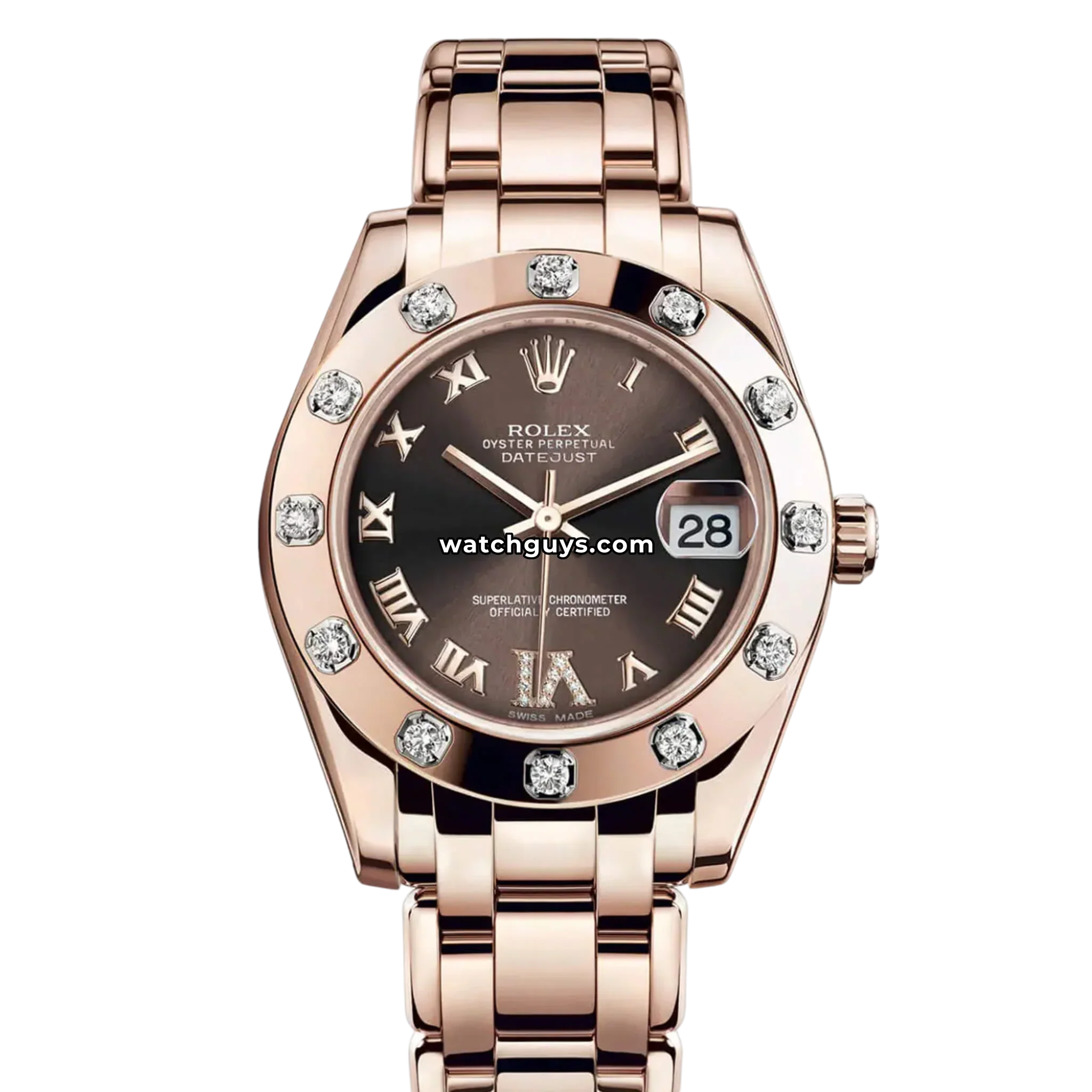 Rolex Datejust 81315 Chocolate Roman Diamond Bezel