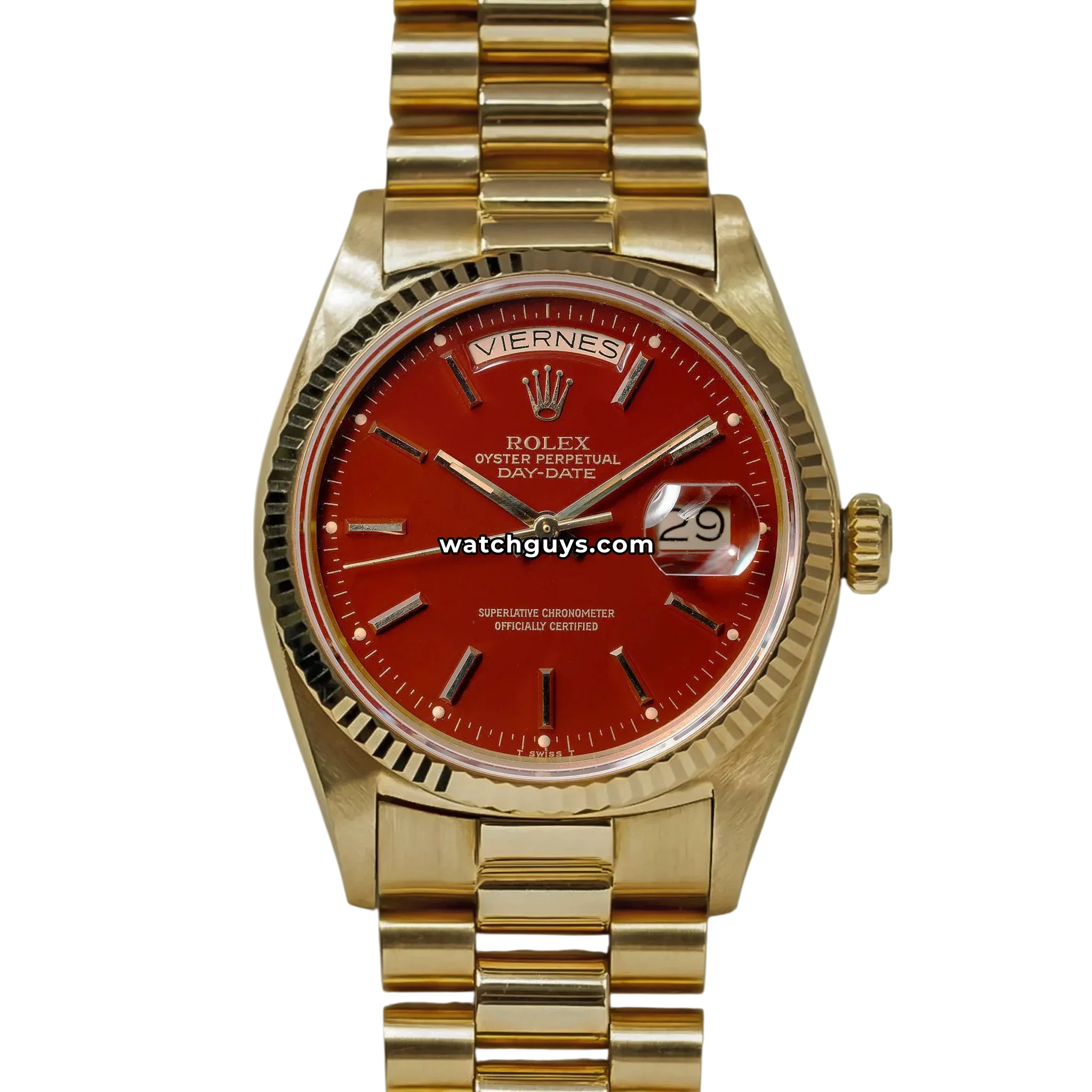 Rolex Day-Date 1803 Oxblood Red Yellow Gold