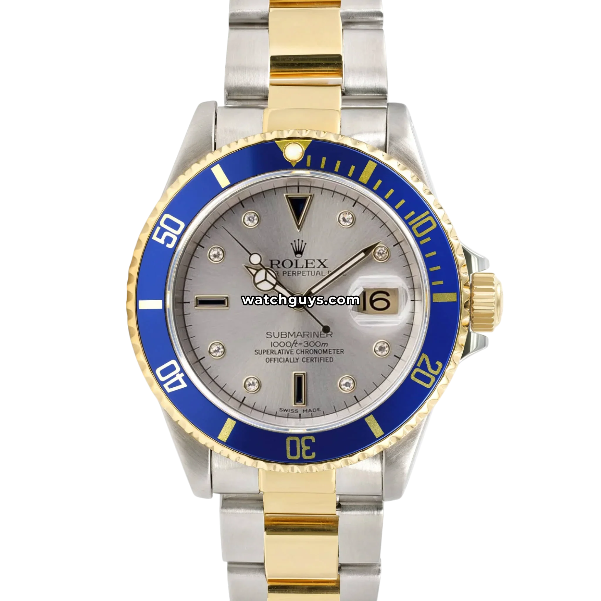 Rolex Submariner 16613 Silver Serti Dial