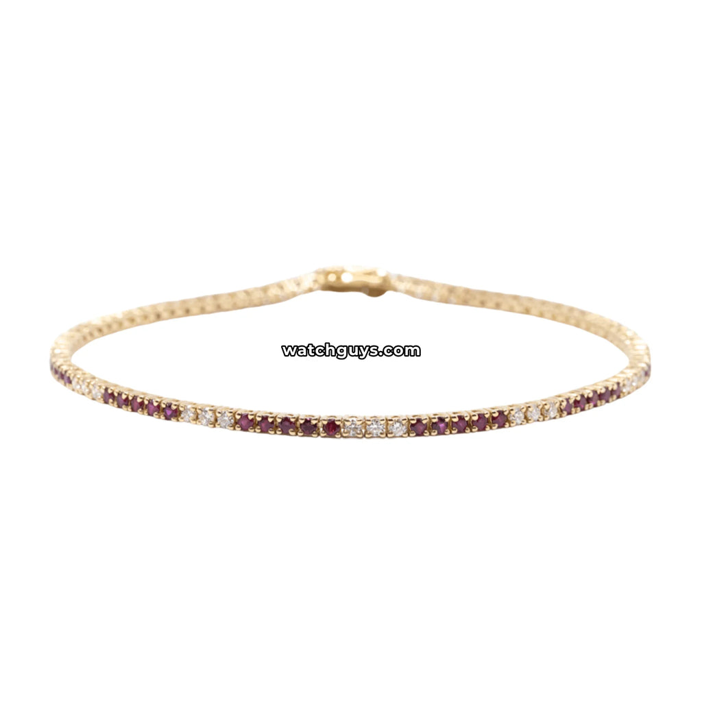 Ruby and Diamond Tennis Bracelet 1.65 Carat TW 14k Yellow Gold
