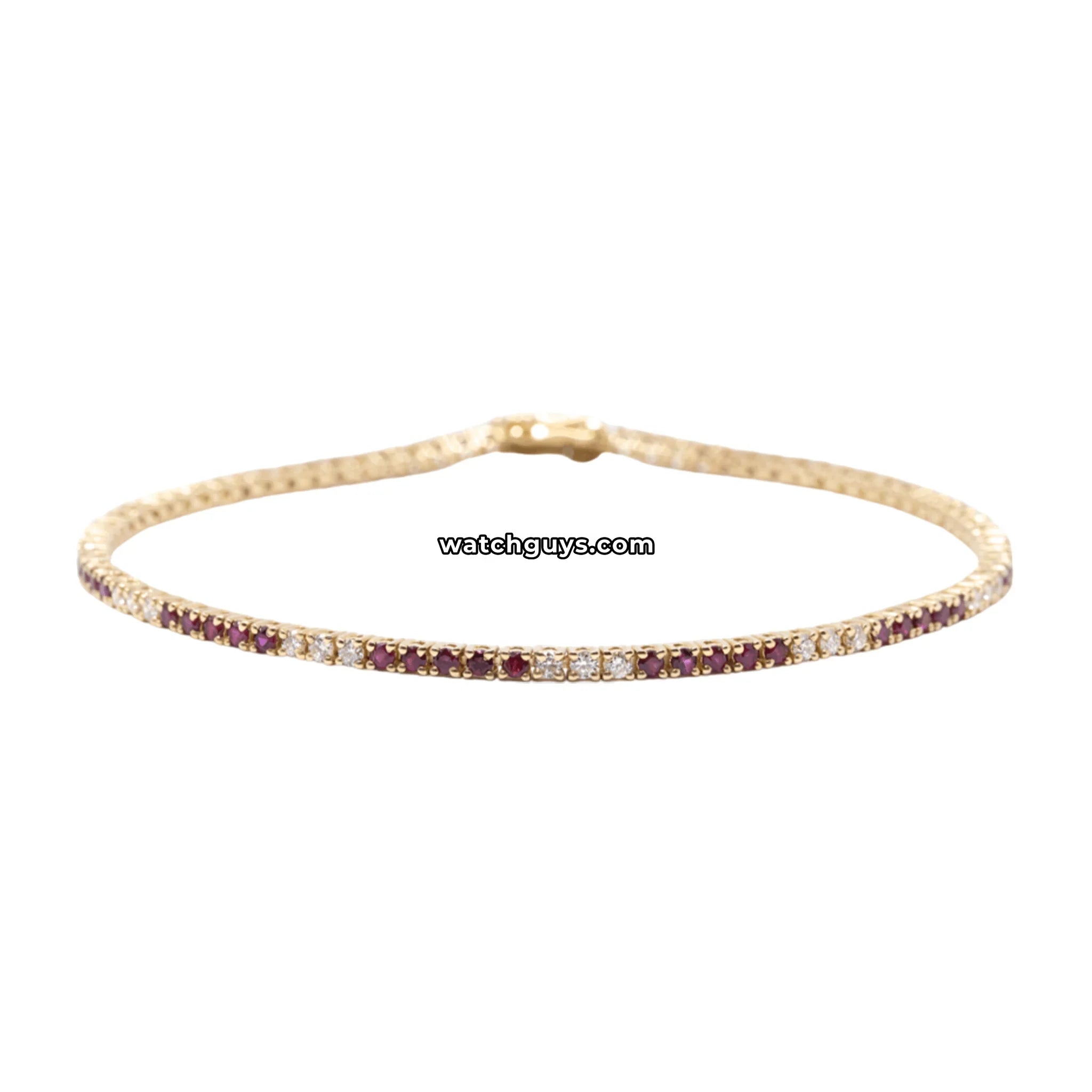Ruby and Diamond Tennis Bracelet 1.65 Carat TW 14k Yellow Gold