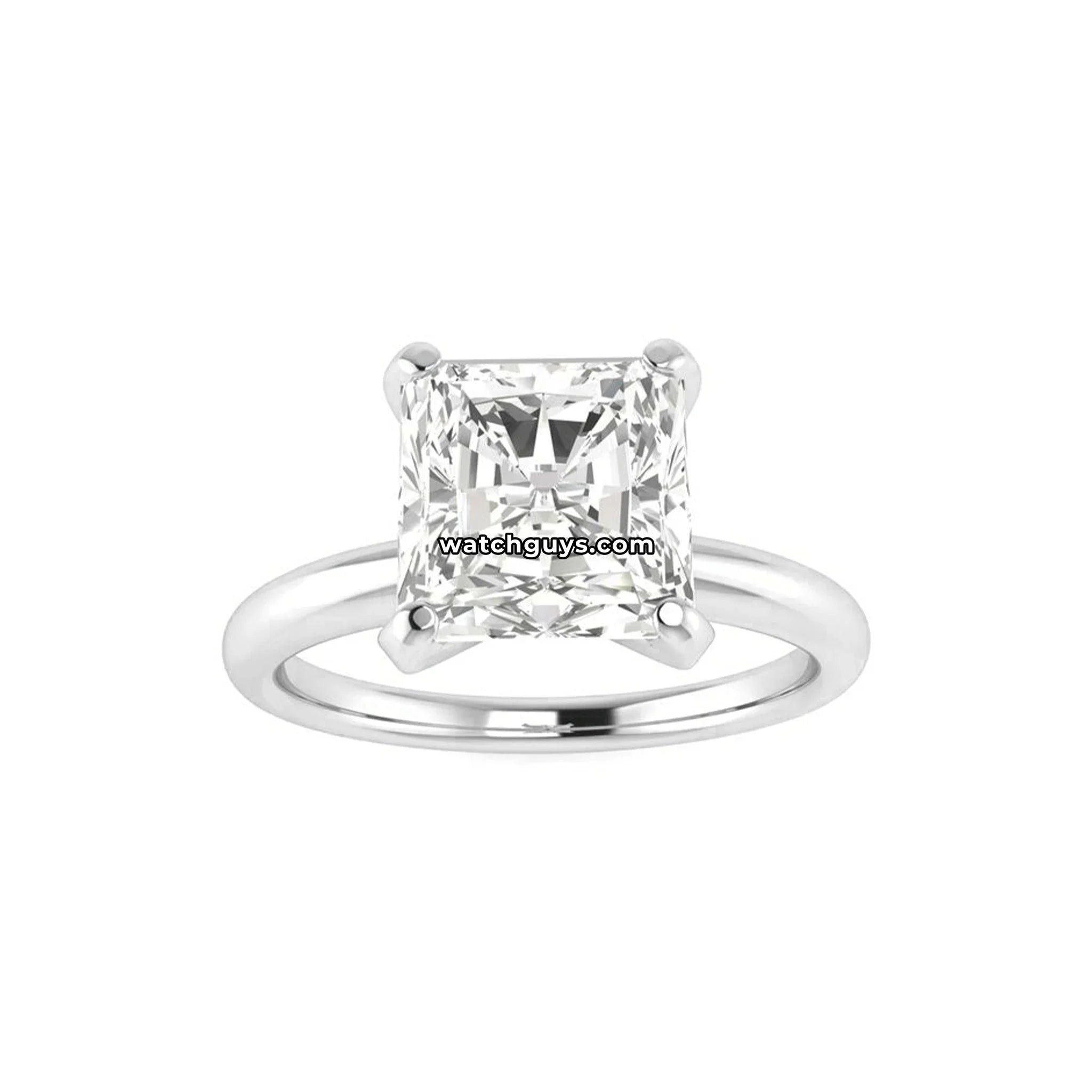 Solitaire Radiant Cut Diamond Engagement Ring 3.02 Carat 14K White Gold GIA Certified