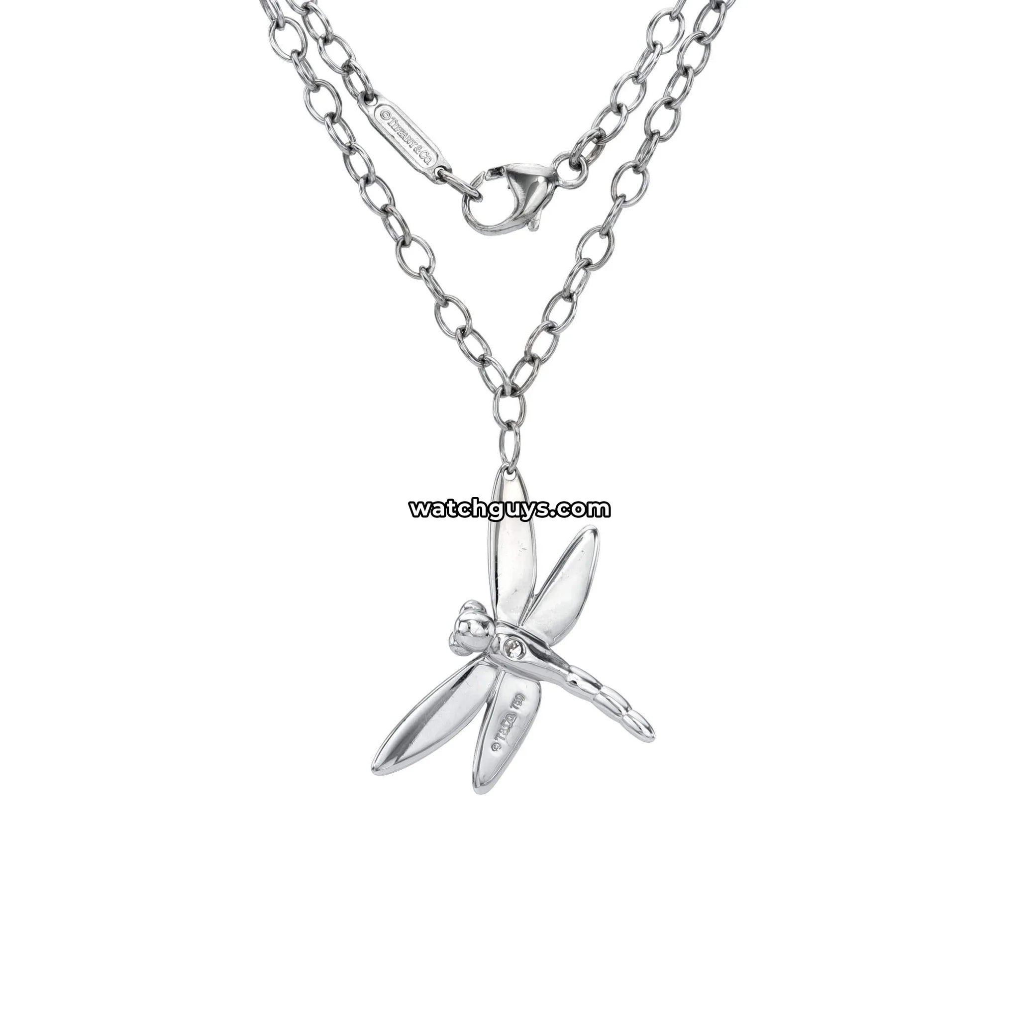 Tiffany & Co. Dragonfly Diamond Necklace 18K White Gold