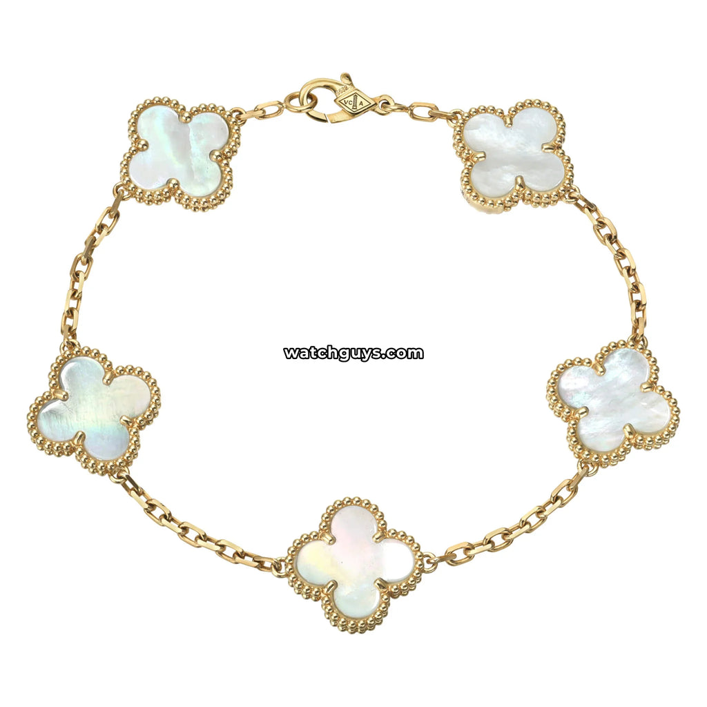 Van Cleef & Arpels Vintage Alhambra Bracelet 5 Motifs Mother of Pearl